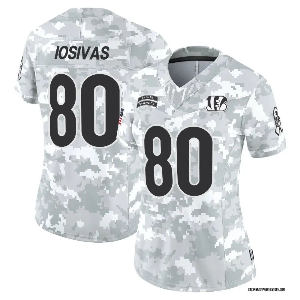 Andrei Iosivas Women's Limited Arctic Camo Cincinnati Bengals 2024 Salute to Service Jersey