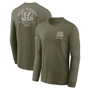 Men's Olive Cincinnati Bengals 2025 Salute to Service Sideline Long Sleeve T-Shirt