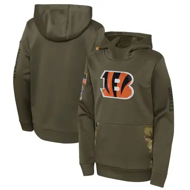 Youth Olive Cincinnati Bengals 2022 Salute to Service Performance Pullover Hoodie
