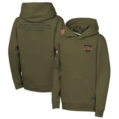 Youth Olive Cincinnati Bengals 2025 Salute to Service Club Fleece Hoodie